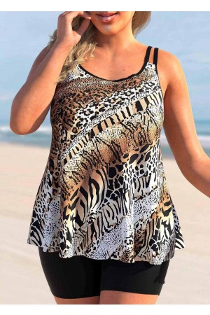 TIERMUSTER PLUS GRÖßE MEHRFARBIGES TANKINI-SET