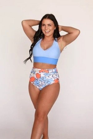 Active Blue V-ausschnitt Einstellbare Bikini-set
